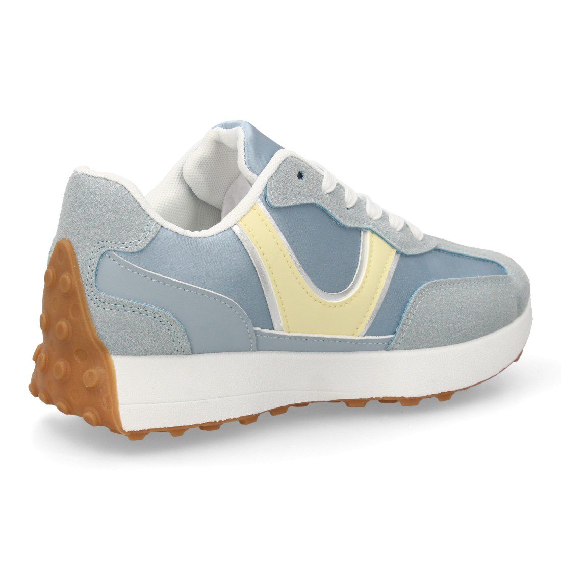 Deportivas casual azul y gris caña baja - Imagen 4