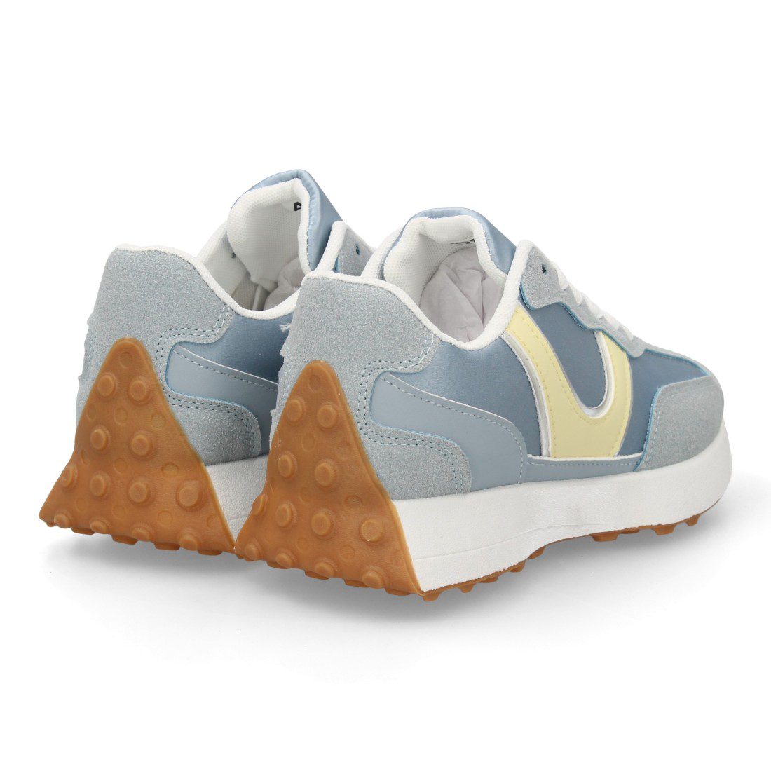 Deportivas casual azul y gris caña baja - Imagen 3