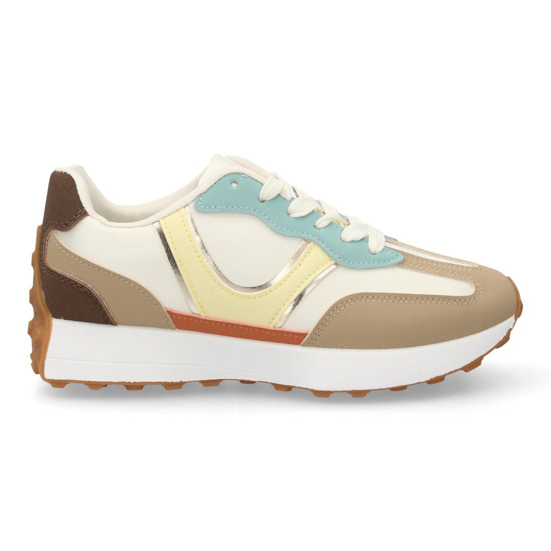 Zapatilla deportiva casual kaki bloques color - Imagen 3
