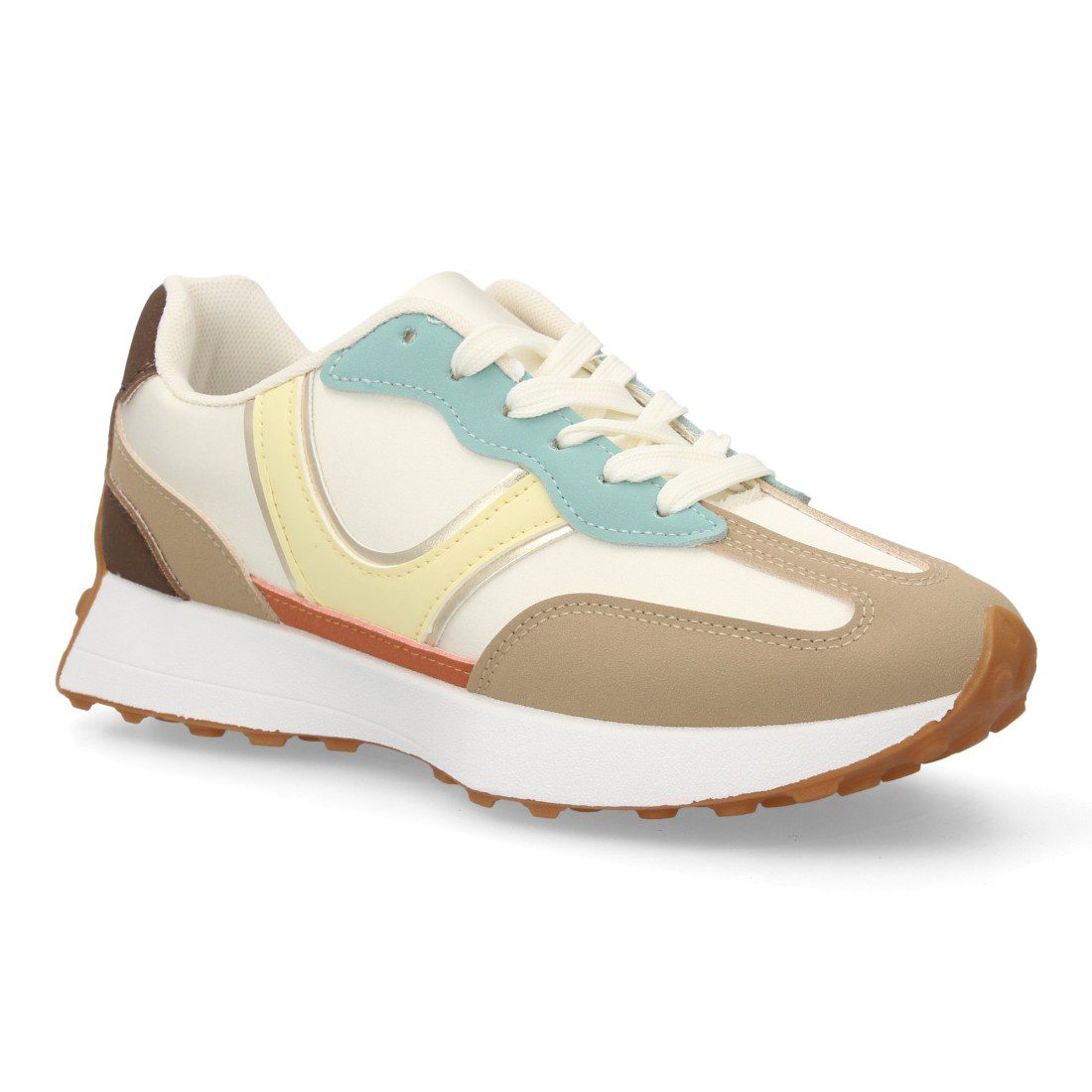 Zapatilla deportiva casual kaki bloques color - Imagen 5