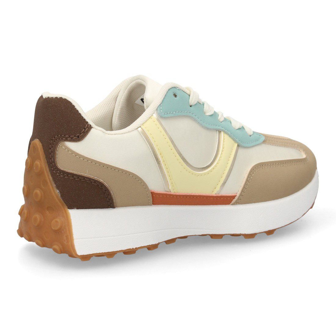 Zapatilla deportiva casual kaki bloques color - Imagen 4