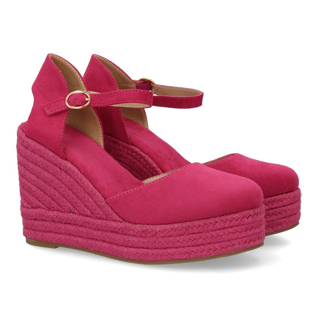 Cuñas Altas Rosa Fucsia Plataforma Tobillo