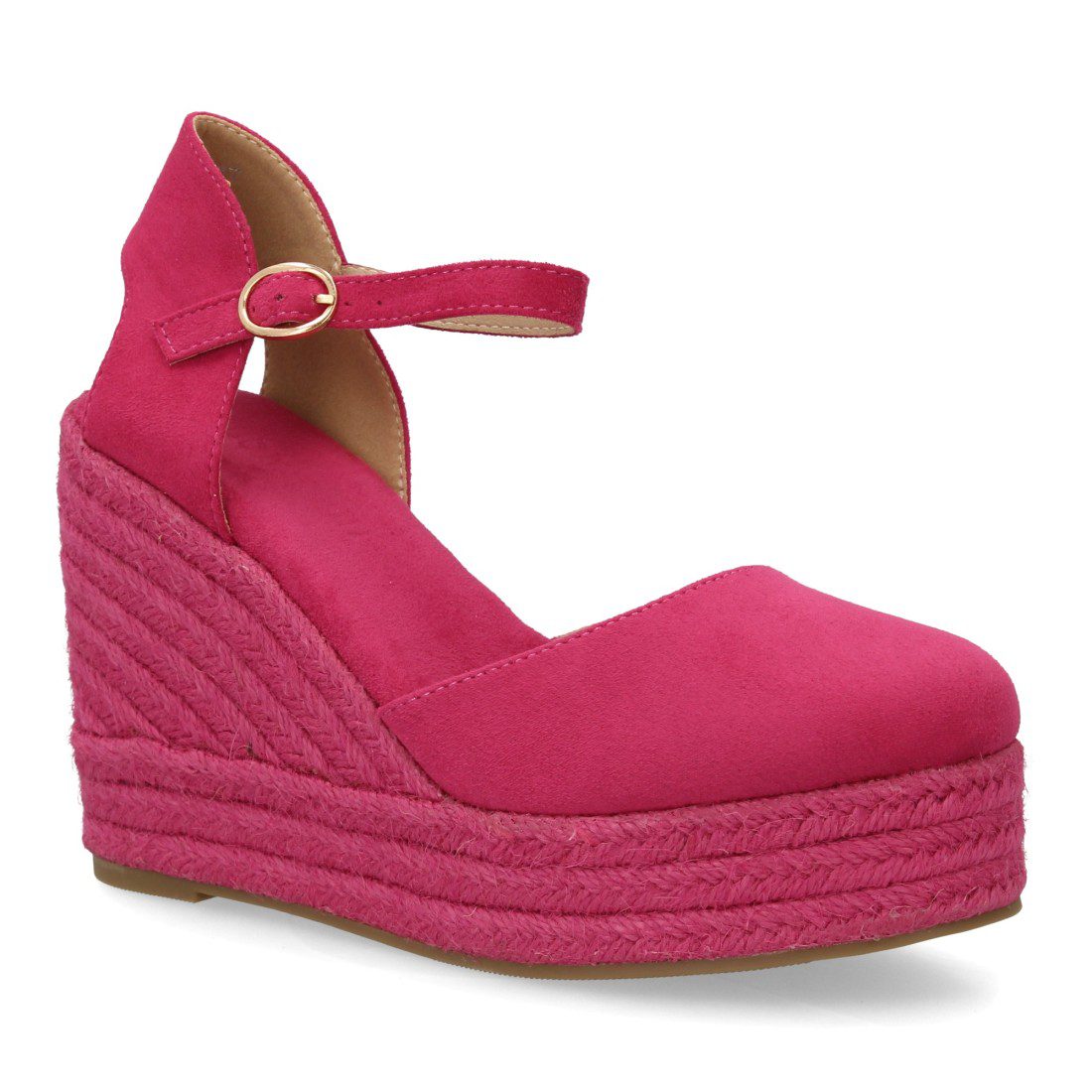 Cuñas Altas Rosa Fucsia Plataforma Tobillo - Imagen 4