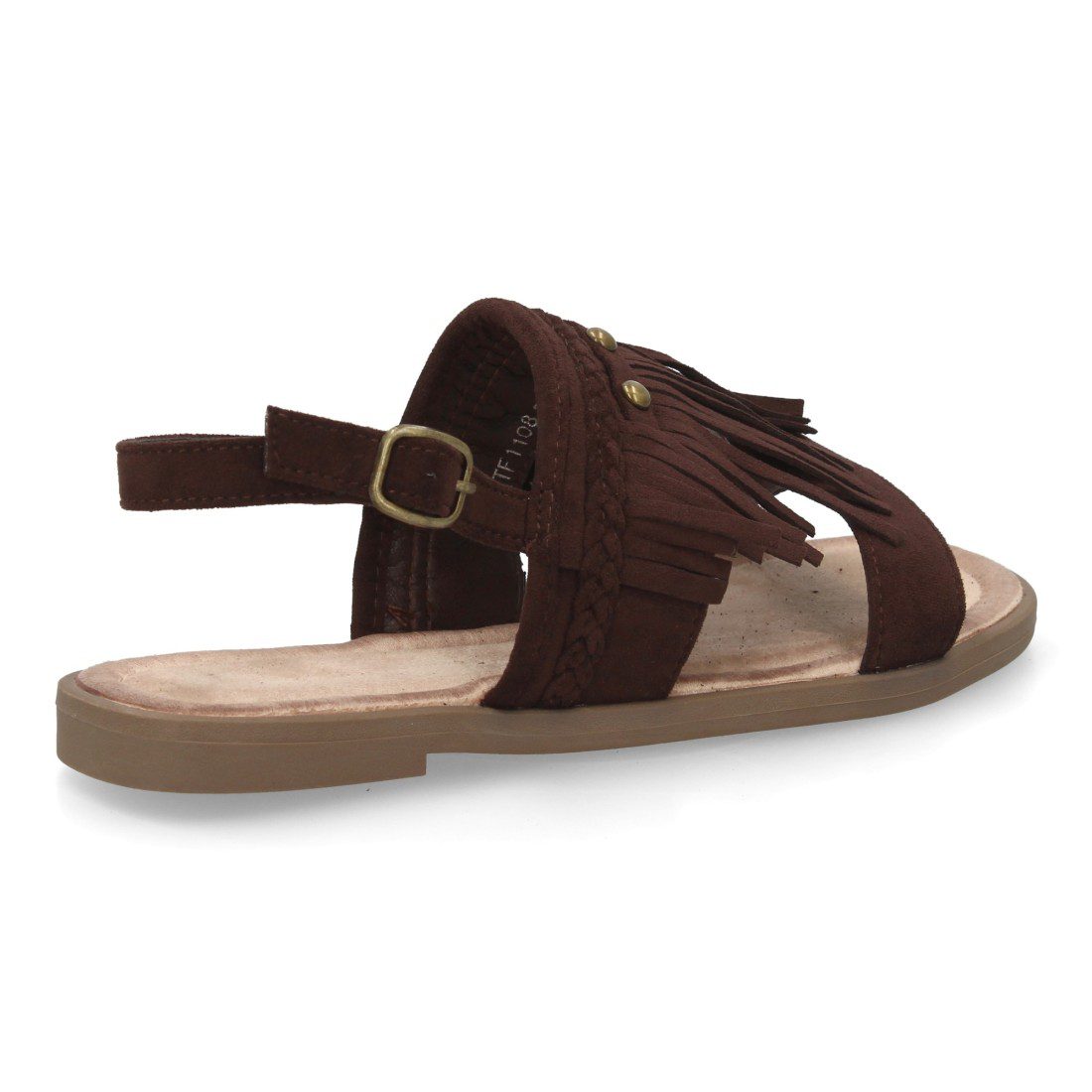 Sandalia plana boho con flecos marrón - Imagen 5