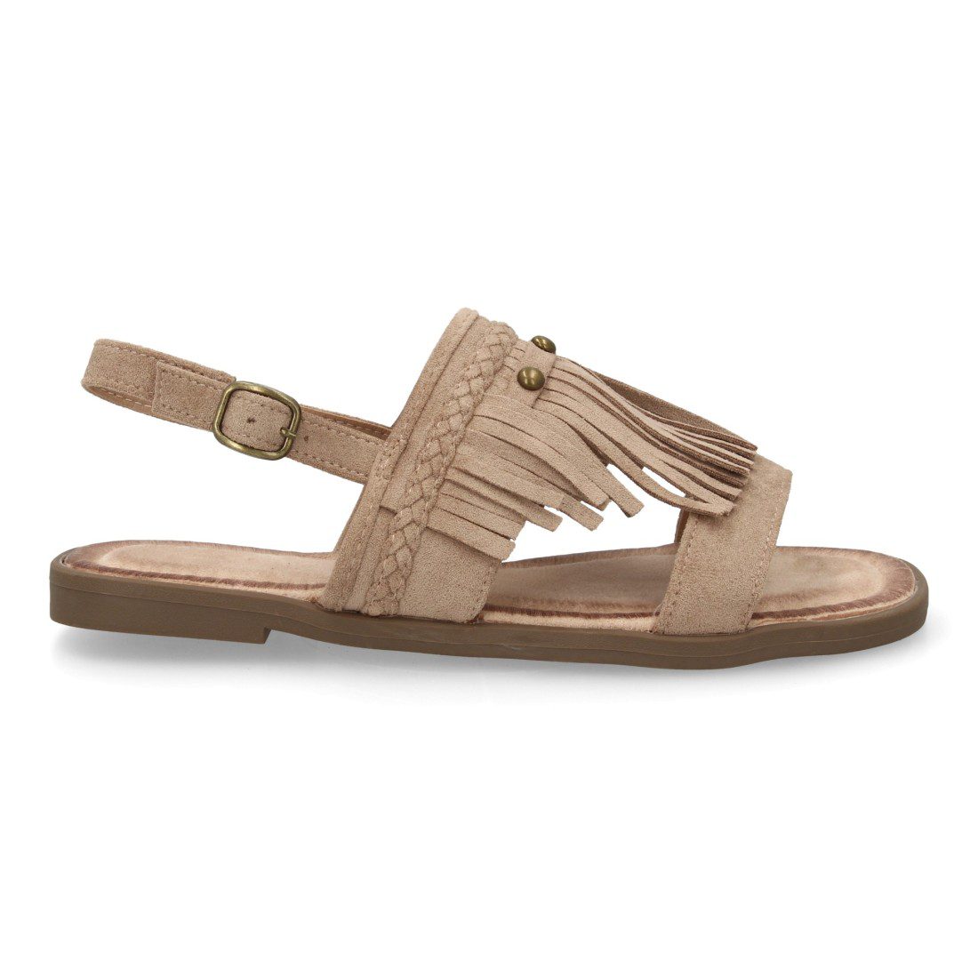 Sandalia plana con flecos kaki - Imagen 3