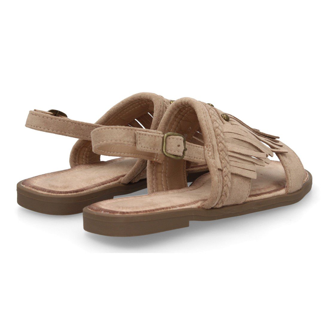 Sandalia plana con flecos kaki - Imagen 6