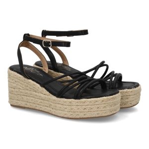 Cuñas de tiras negro con plataforma