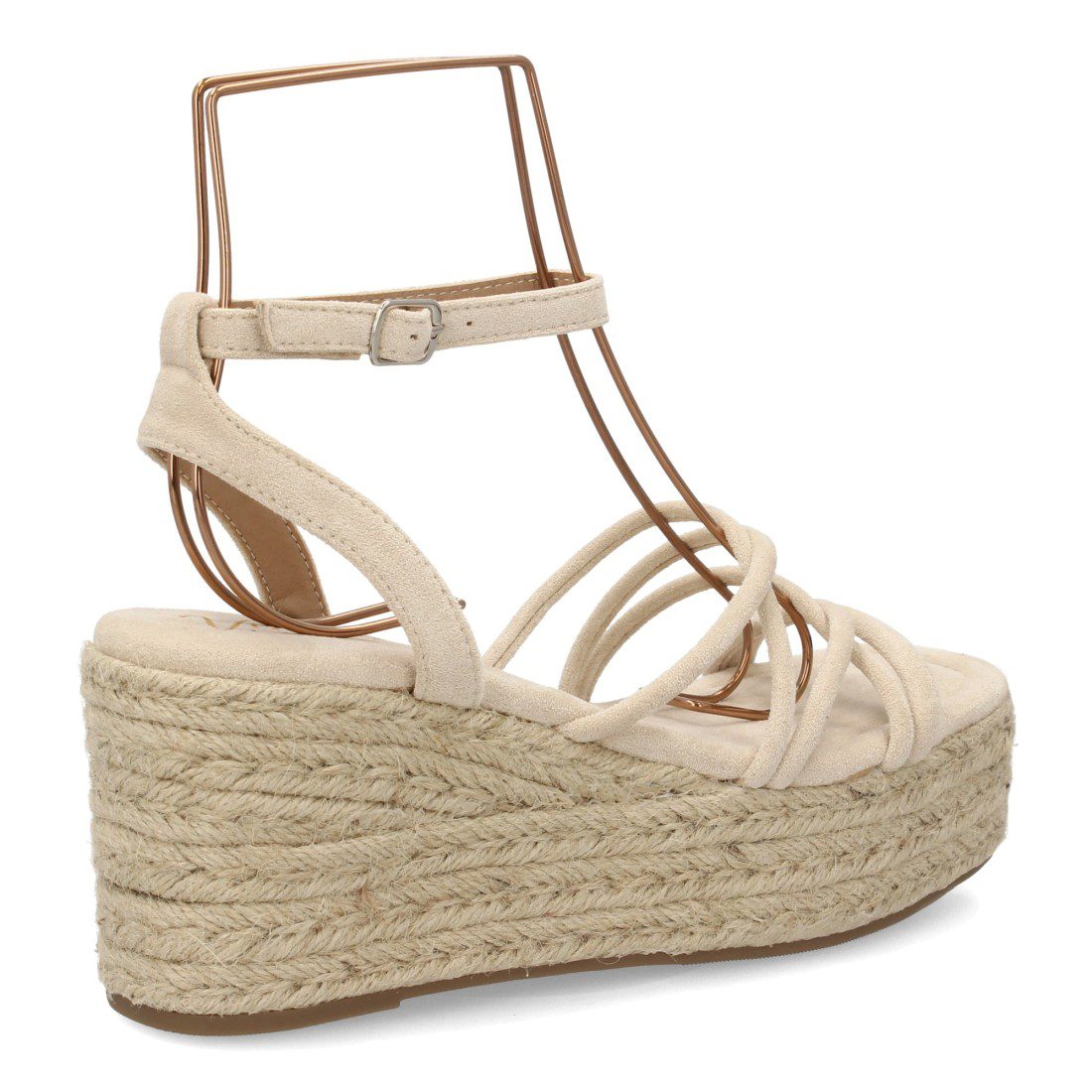Cuñas de tiras beige con plataforma - Imagen 5
