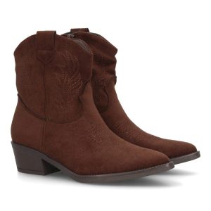 Botines cowboy marrón caña media