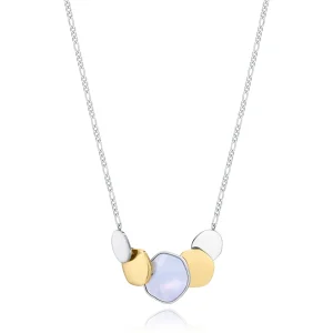 Collar Chic de acero en Ip dorado y madre perla