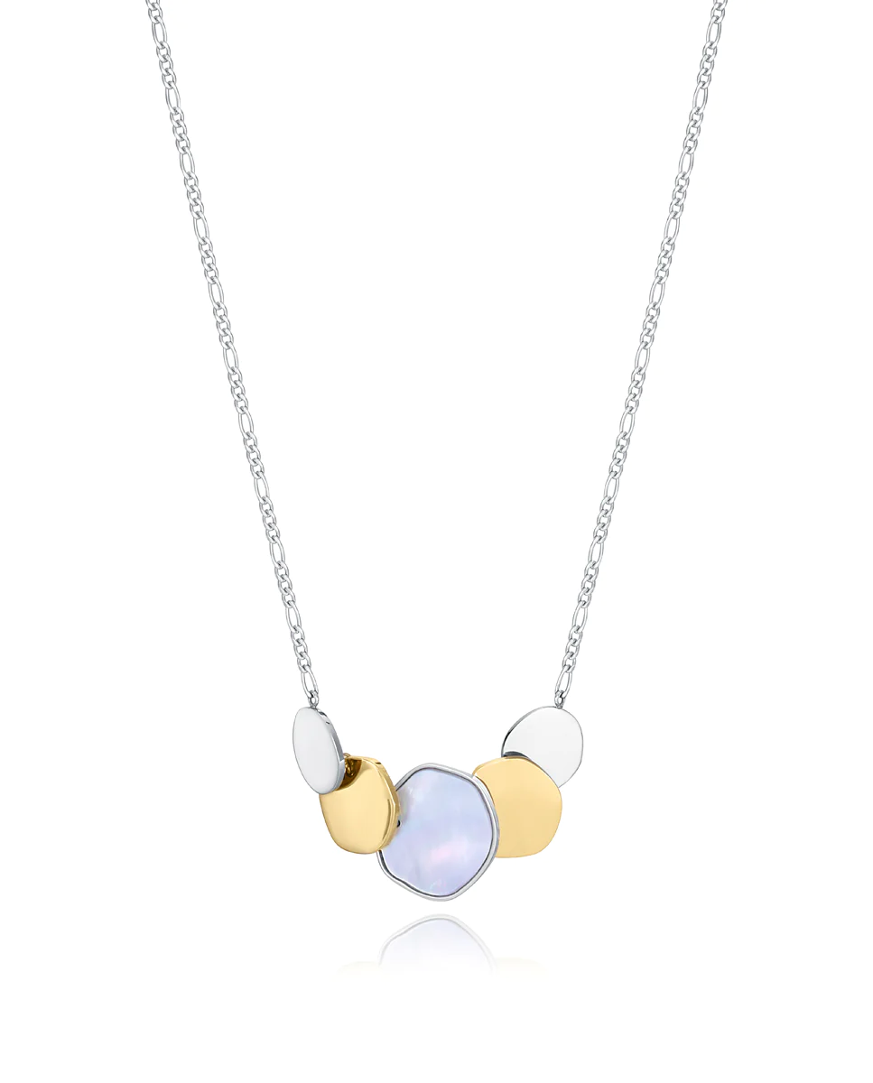 Collar Chic de acero en Ip dorado y madre perla