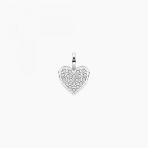 Colgante en forma de corazón con cristales blancos Cuoricino