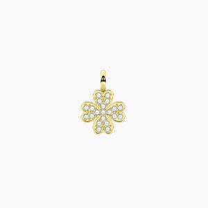 Colgante dorado con trébol de cristales Quadrifoglio