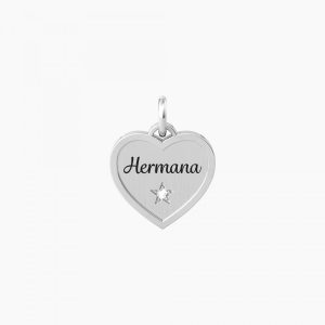 Colgante corazón con mensaje «hermana» y cristal Ermana | tú eres una parte de mÍ