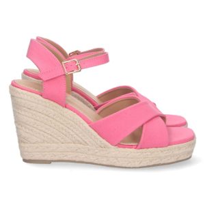 Sandalias rosa de plataforma cruzada