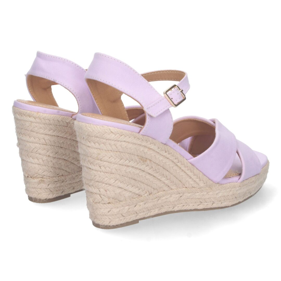 Sandalias cuña lila tira cruzada hebilla - Imagen 5