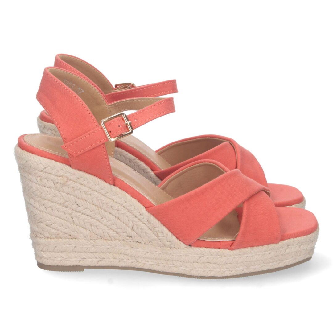 Sandalias plataforma trenzada coral - Imagen 2