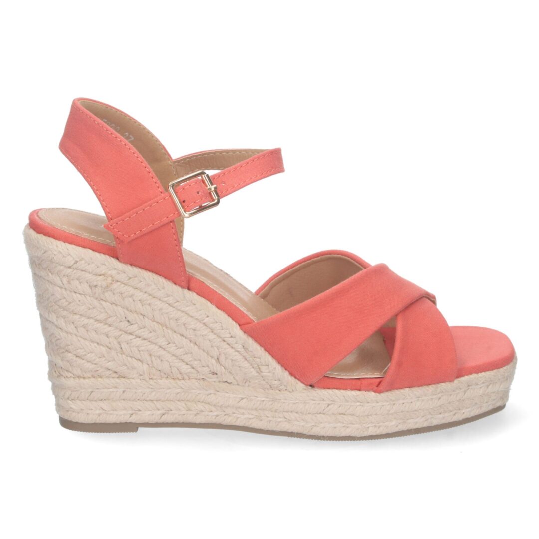 Sandalias plataforma trenzada coral - Imagen 3
