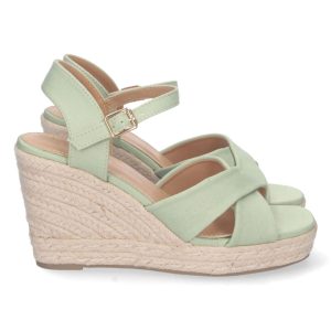 Sandalias plataforma verde menta hebilla