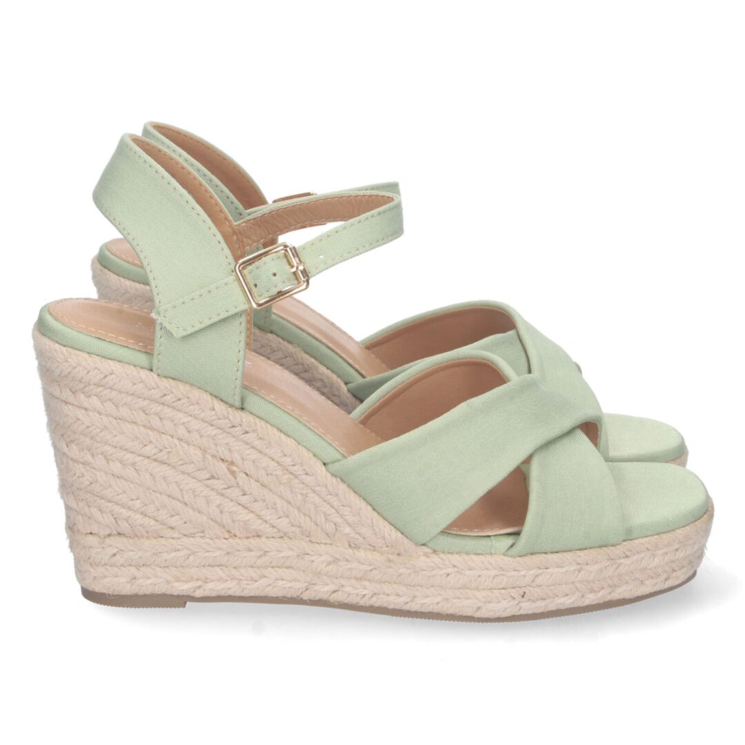 Sandalias plataforma verde menta hebilla - Imagen 2