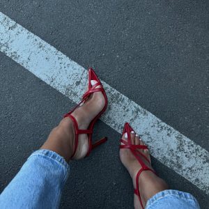 Sandalia tacón red