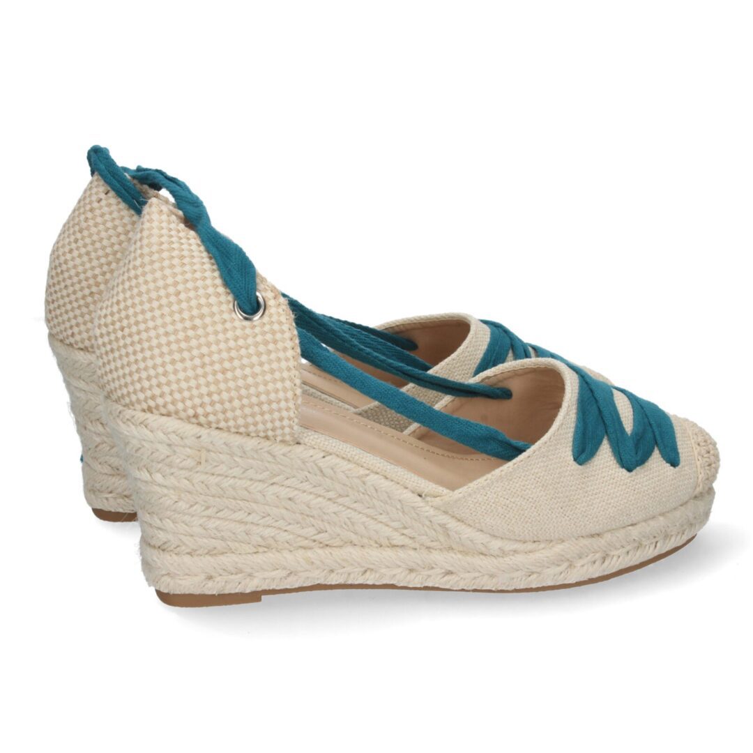 Cuña alpargata cordones azul verdoso - Imagen 6