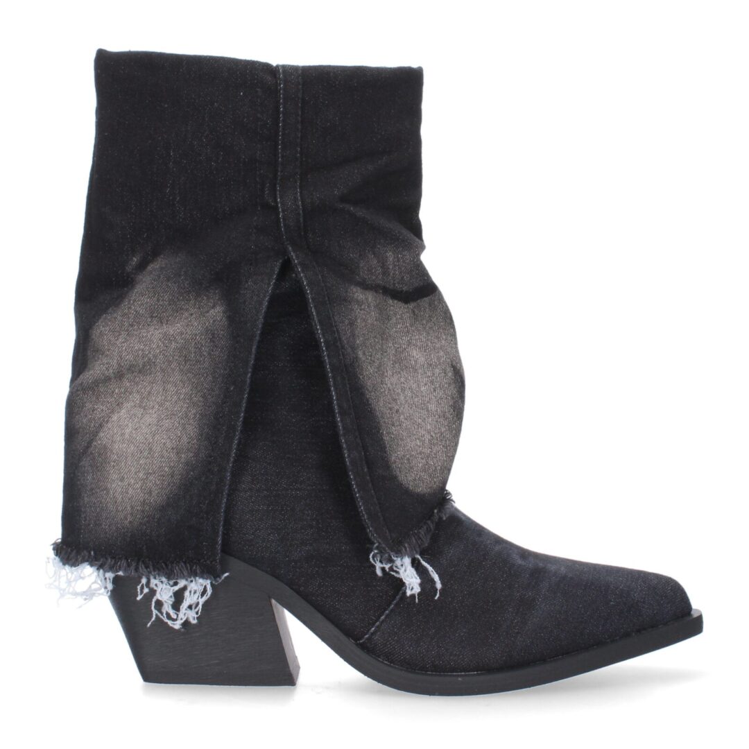 Botines tacón forrado negro desgastado - Imagen 3