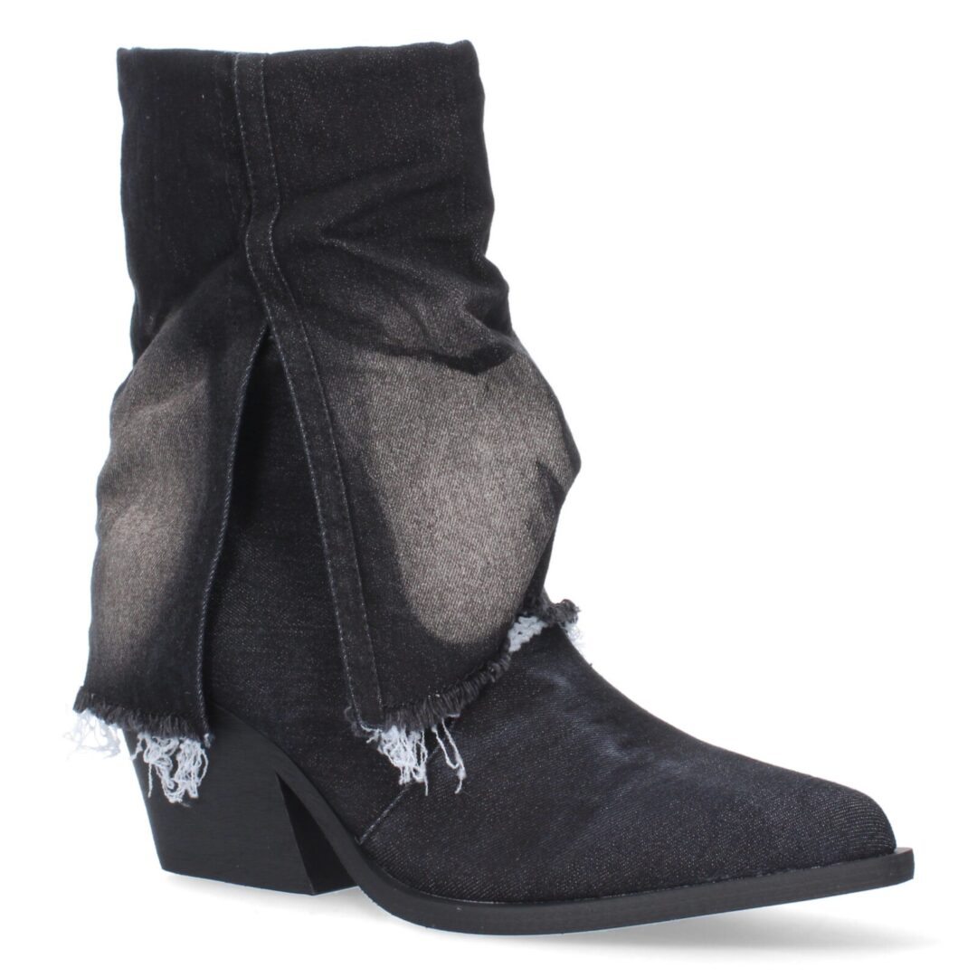 Botines tacón forrado negro desgastado - Imagen 4