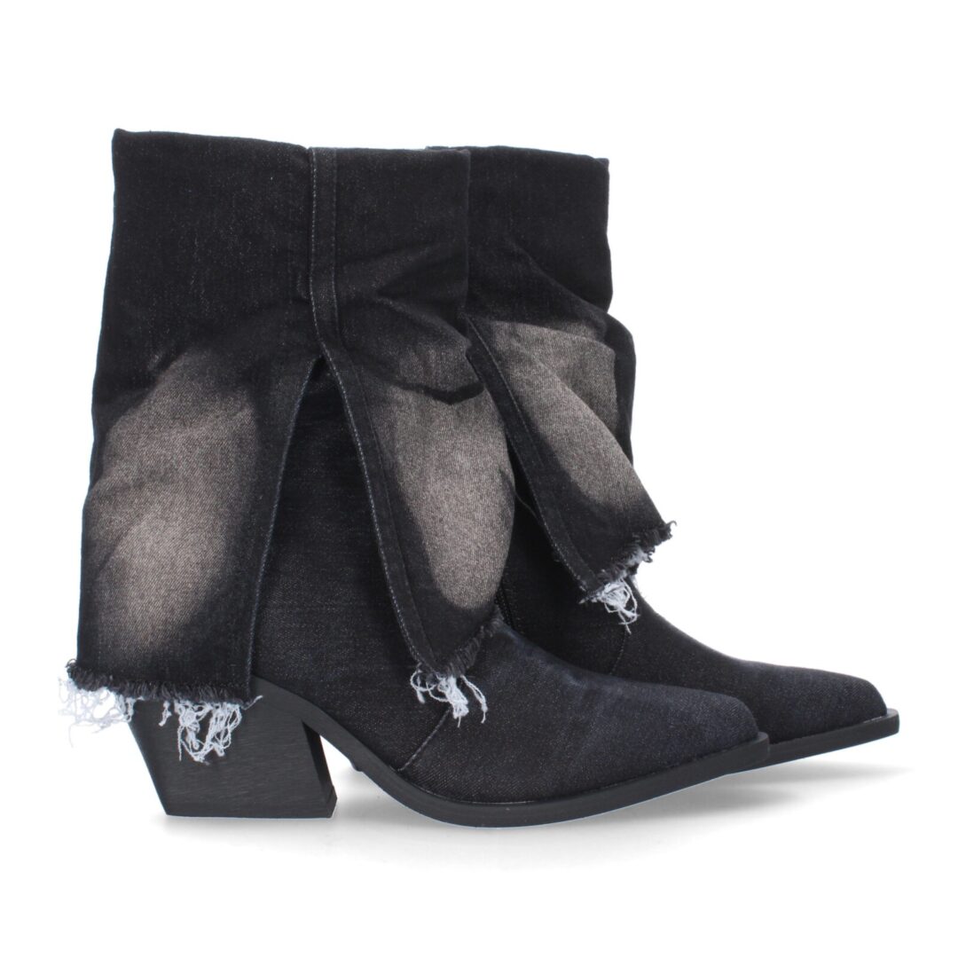 Botines tacón forrado negro desgastado - Imagen 6