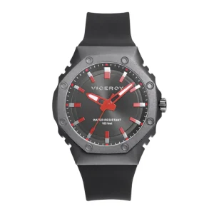 Reloj de hombre con caja de aluminio y correa de silicona negra