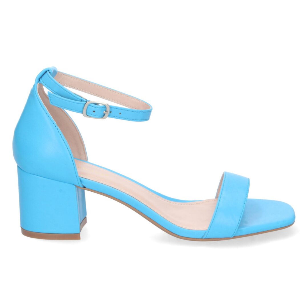 Sandalias azules tobilleras tacón alto - Imagen 3