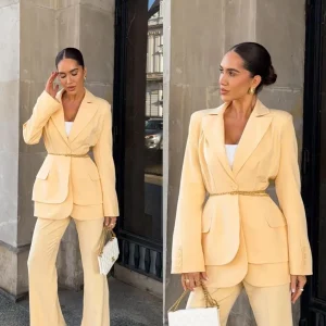 NICOLETTA,BLAZER AMARILLA MANTEQUILLA