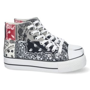Zapatilla deportiva negra suela blanca paisley