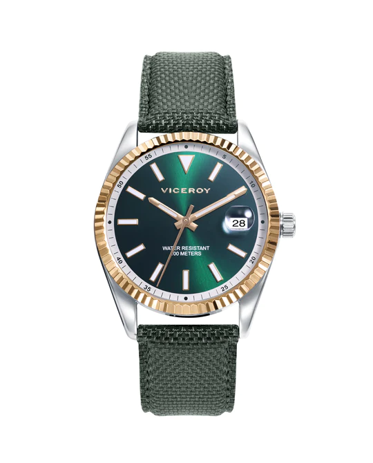 Reloj de hombre Chic con caja de acero y correa de nylon verde - Imagen 2