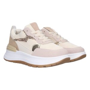 Zapatilla deportiva beige con cuña y lunares
