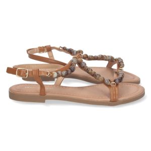 Sandalias planas abalorios camel