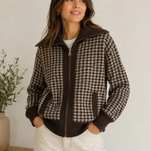 Jersey de punto estampado con cremallera