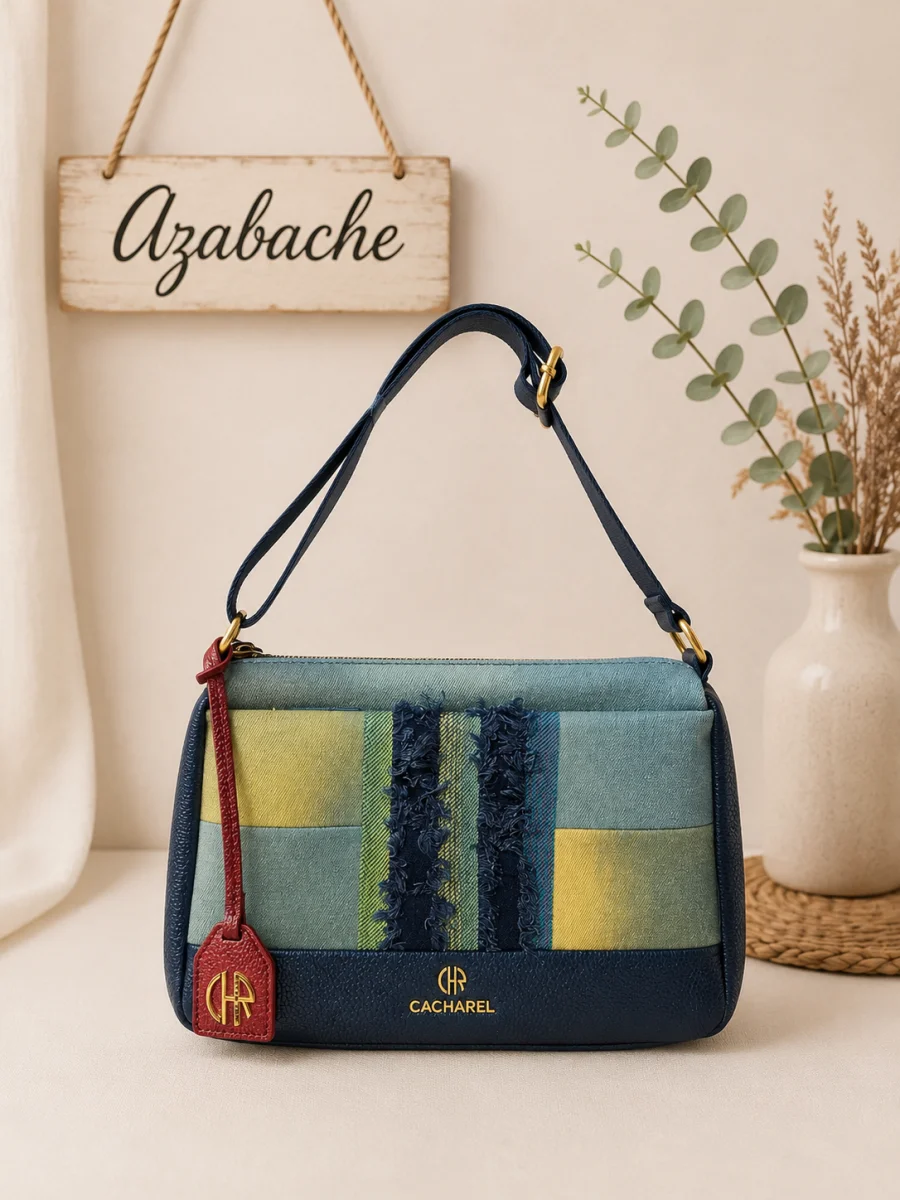 Bolso bandolera de tela con triple compartimento