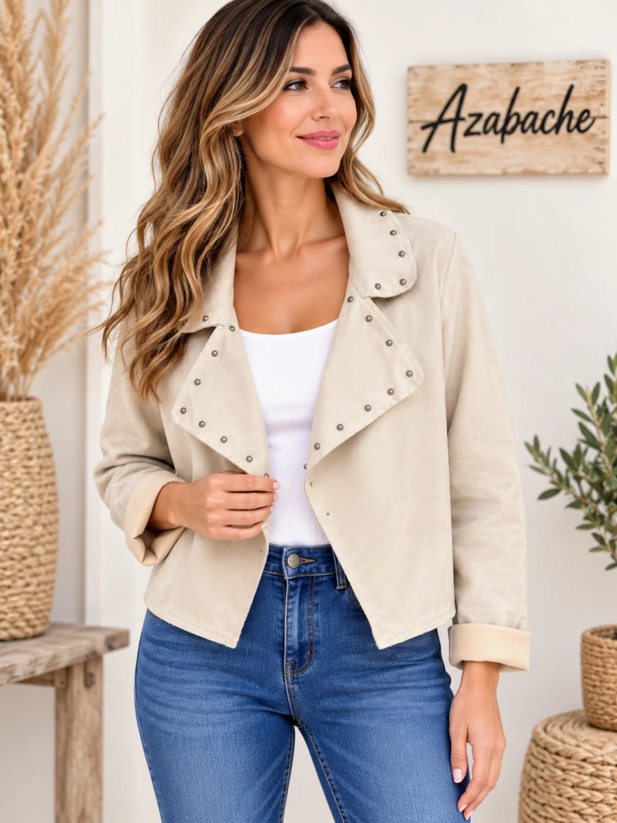 Chaqueta efecto antelina con tachuelas - Imagen 4