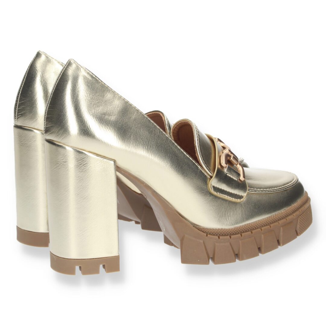 Zapatos mocasín suela gruesa dorados - Imagen 6