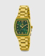 Reloj de mujer con correa de acero chapado y esfera verde B54263/4