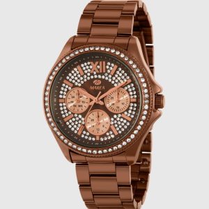 Reloj de mujer con correa de acero marrón y esfera marrón B41442/3