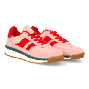 Zapatilla para mujer con suela dentada rojo