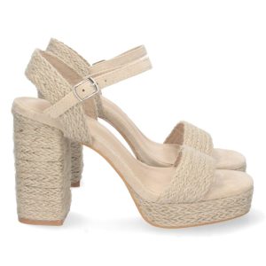 Sandalias de yute trenzadas beige de plataforma