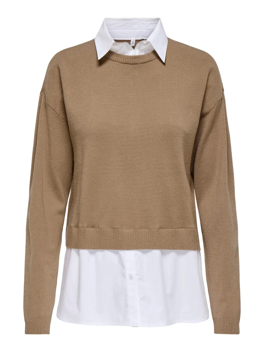 Jersey camel bajo camisa ONLY - Imagen 2