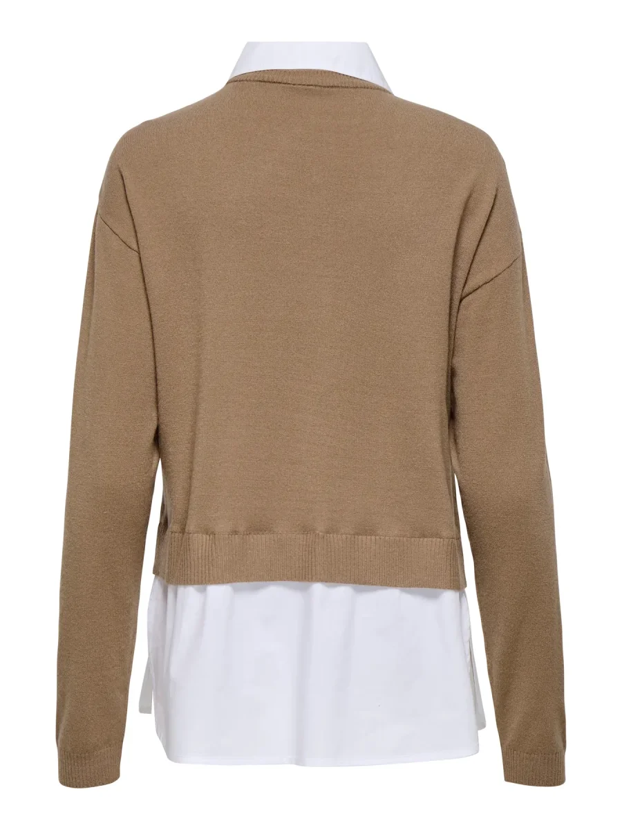Jersey camel bajo camisa ONLY - Imagen 3