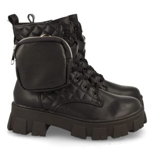 Bota track acolchada negra con cremallera