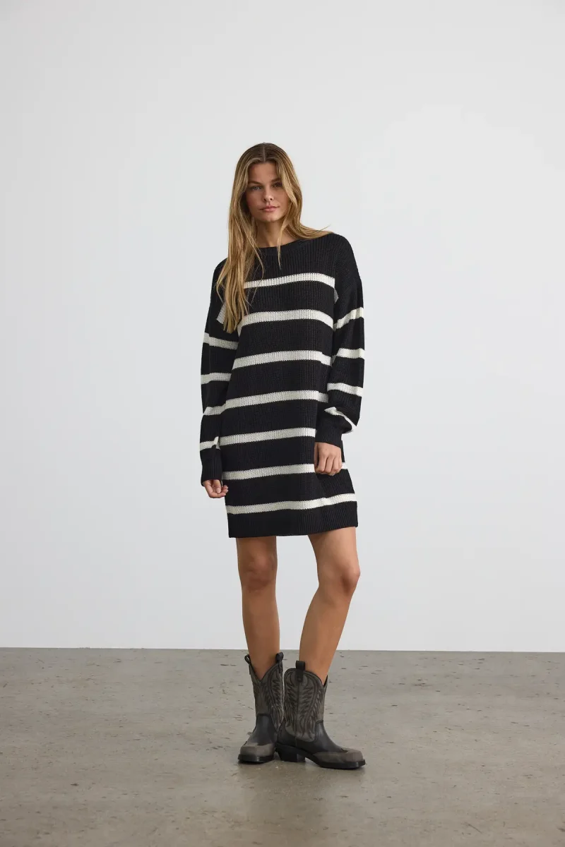 Vestido negro de rayas Noisy May - Imagen 2