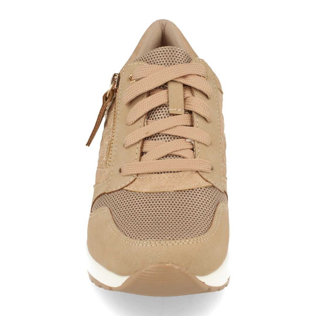 Zapatilla deportiva cuña beige cremallera - Imagen 5