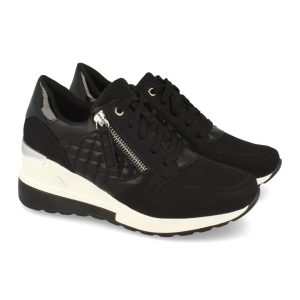 Zapatillas deportivas negras con cuña y cremallera